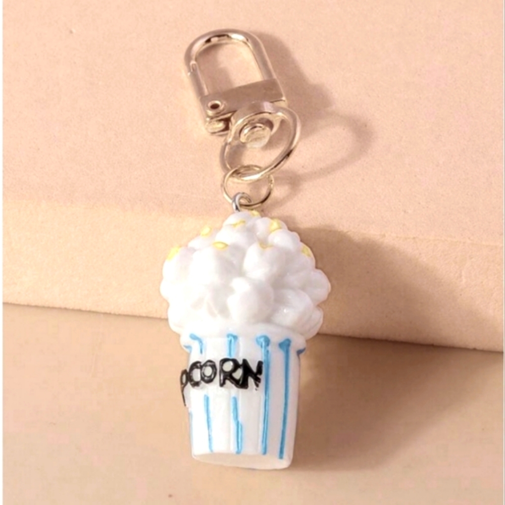 🆕️Boutique Resin Popcorn and Metal Sun/Moon Sneaker Keychain/ Purse Charm